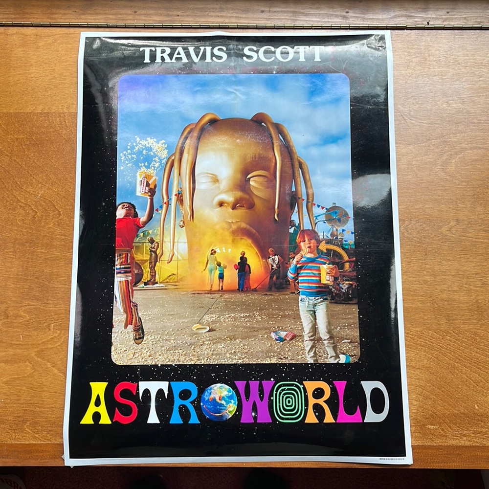 Travis Scott Astroworld poster. Length 22 inches. Width 16.5 inches.